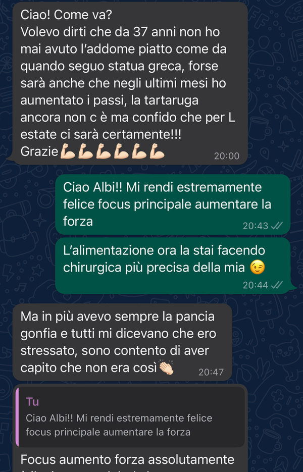 Messaggio: ho 37 anni e per la prima volta vedo l'addome piatto